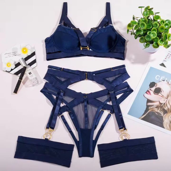 SKYE - Sexy Harness Lingerie Set - Royal Blue